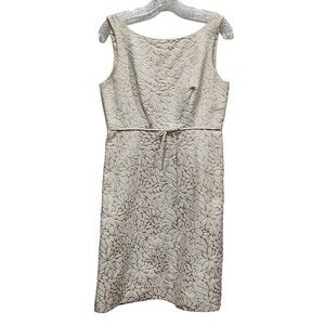 J Crew Ivory Silk Cotton Blend Floral Damask Scoop Back Dress, 10